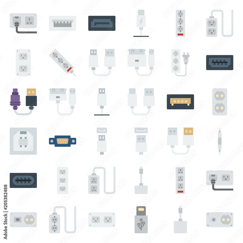 connector cable icons set connector cable icons set
