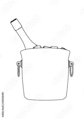sketch of a bottle in an ice bucket vector