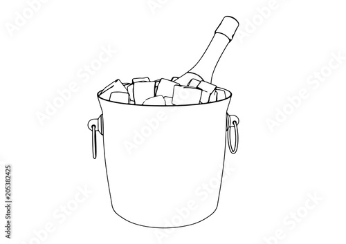 sketch of a bottle in an ice bucket vector