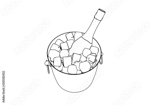 sketch of a bottle in an ice bucket vector