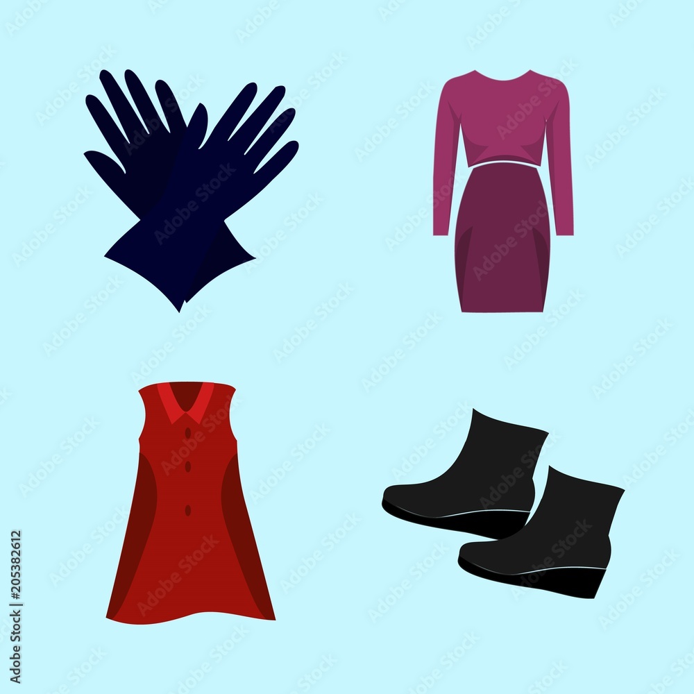 woman clothes icons set