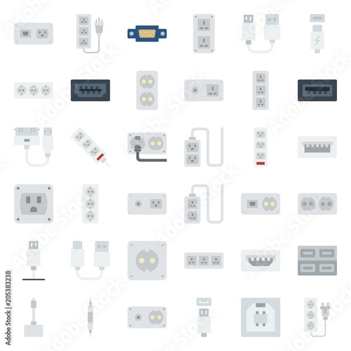 connector cable icons set