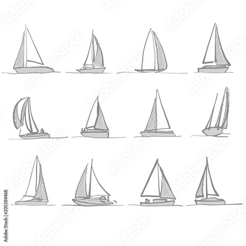Sailing boat drawings