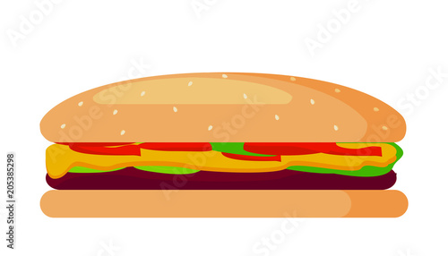 Hamburger isolated on white. Fast food.