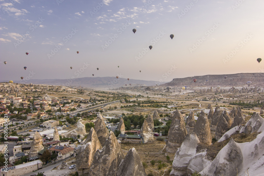 sunrise in cappadocia with air baloons