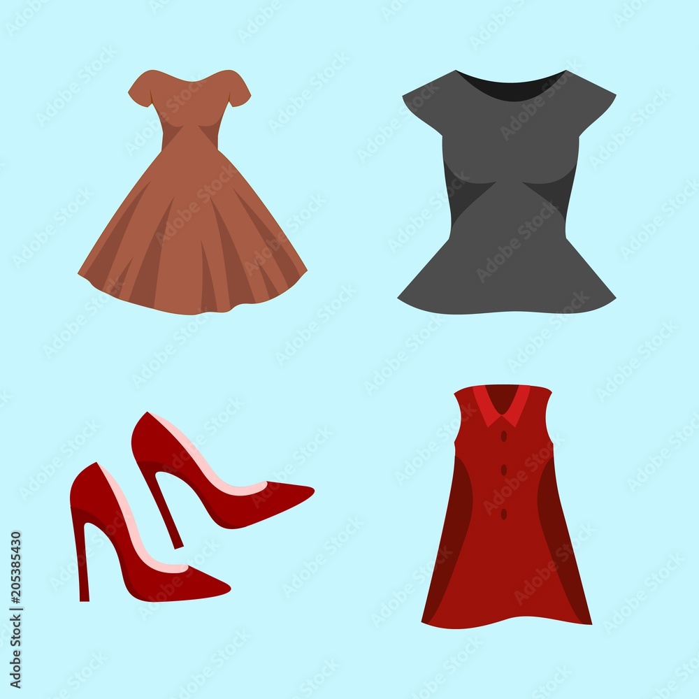 woman clothes icons set woman clothes icons set