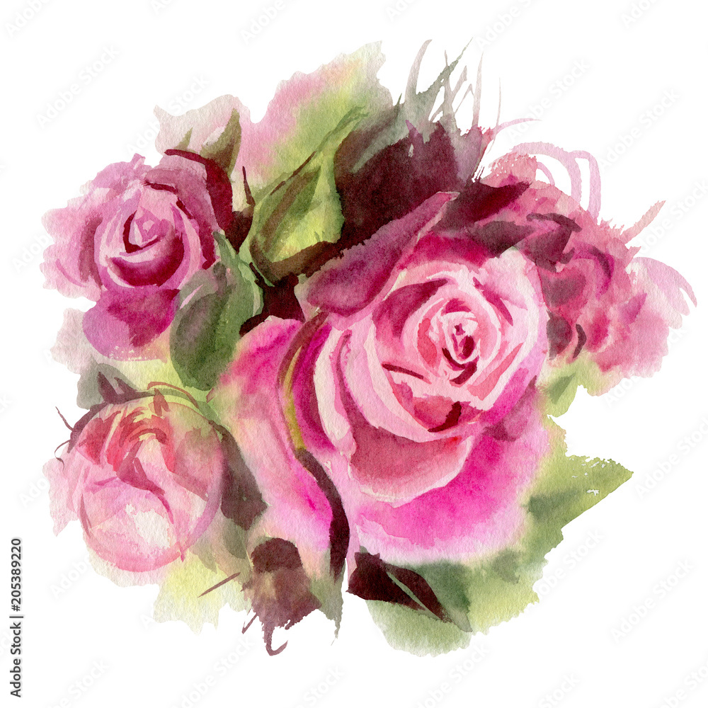 Watercolor flowers. Roses Watercolor flowers. Roses