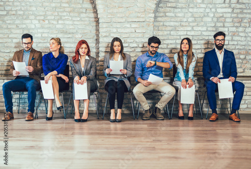 Photo of candidates waiting for a job interview photo