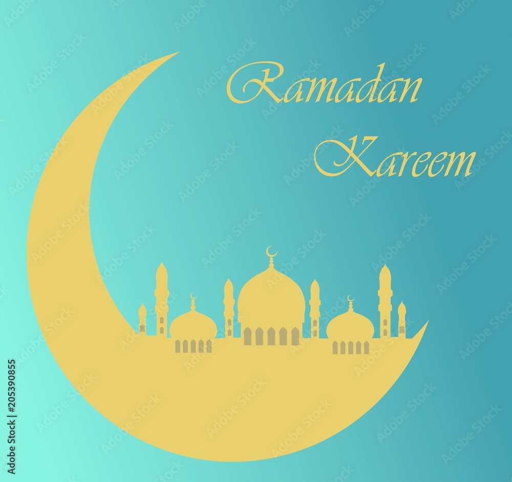 Ramadan Kareem background. vector illustration greeting with mosque and moon Ramadan Kareem background. vector illustration greeting with mosque and moon