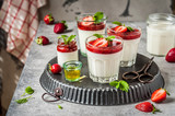 Yogurt Panna Cotta with Strawberries