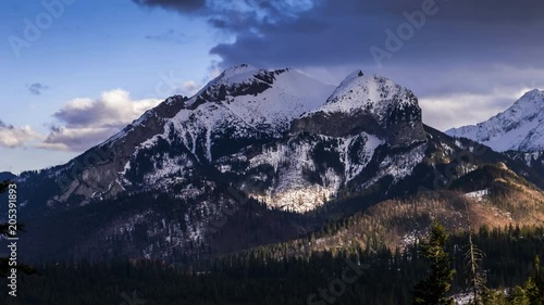 View towards Havran Peak in Tatra Mountains in Slovakia - Time Lapse Video 30fps photo