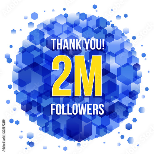 Thank you design template for social network and follower. 2M Followers.