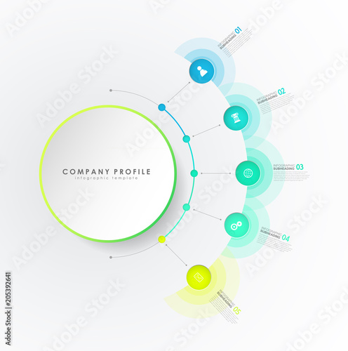 Infographic colorful milestones time line vector template with icons.