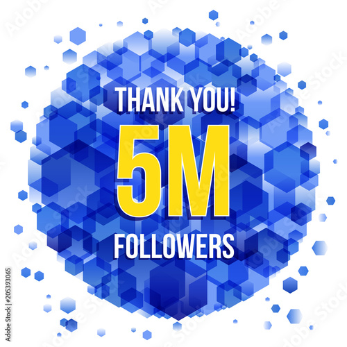 Thank you design template for social network and follower. 5M Followers.