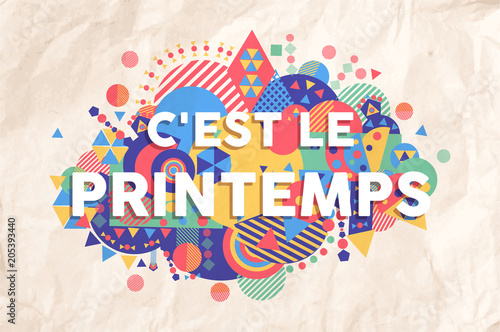 Spring time season text quote in french language