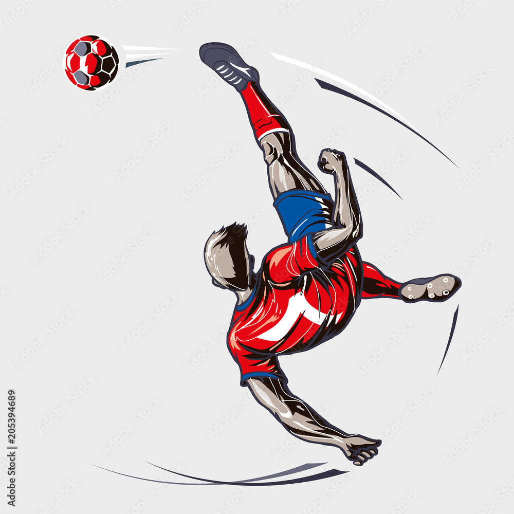 Fototapeta premium Soccer player overhead kick.