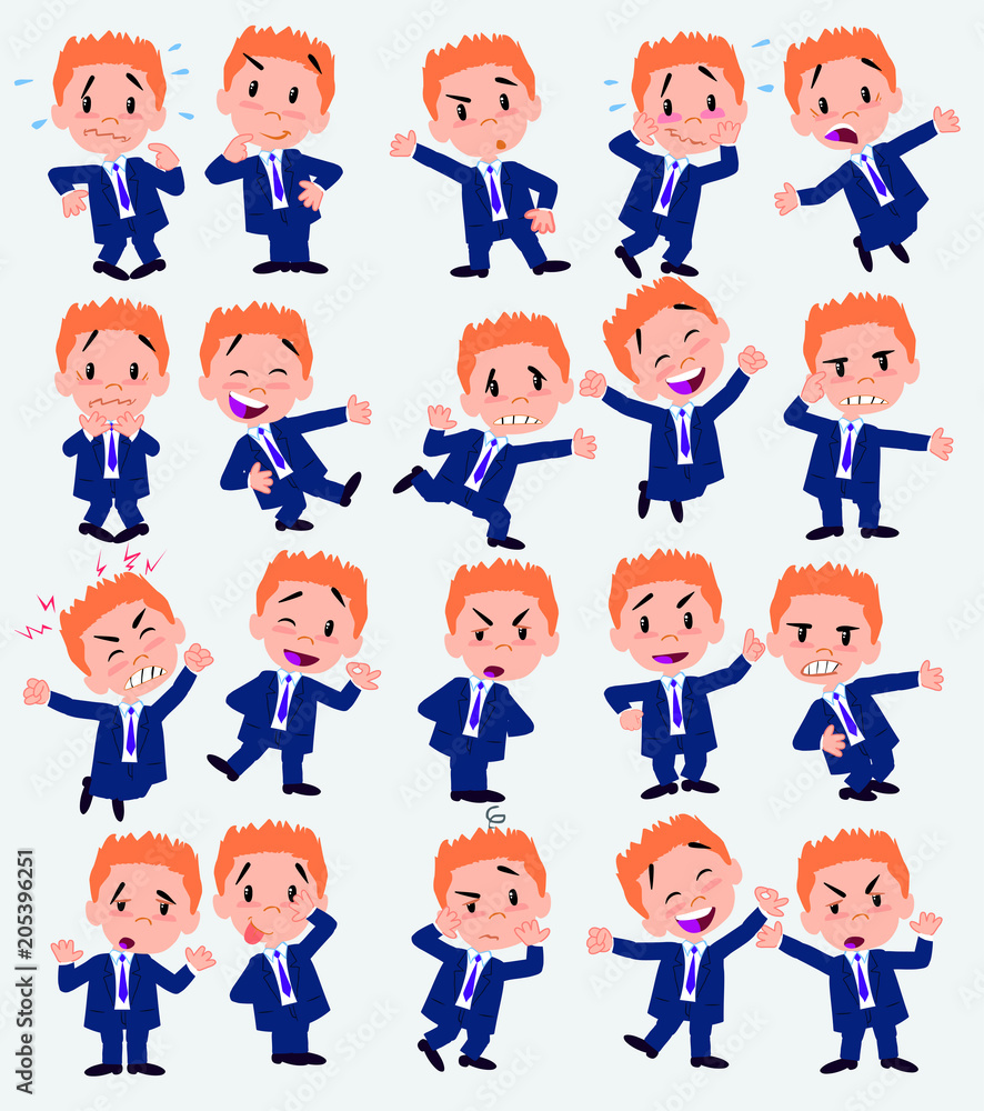 Businessman in a swimsuit. Twenty eight expressions and basics body elements, template for design work and animation. Vector illustration to Isolated and funny cartoon character. Businessman in a swimsuit. Twenty eight expressions and basics body elements, template for design work and animation. Vector illustration to Isolated and funny cartoon character.