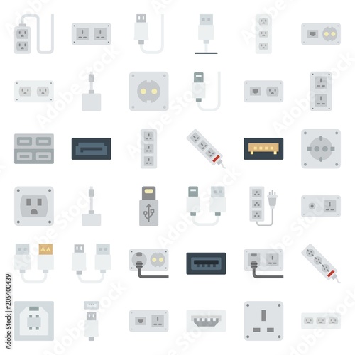 connector cable icons set