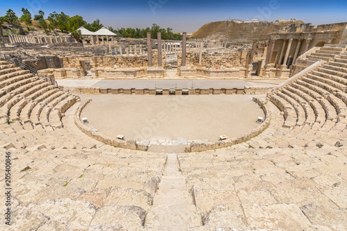 Roman theater at Beit She'an also Scythopolis in the Jordan Valley, Northern District, Israel. photo