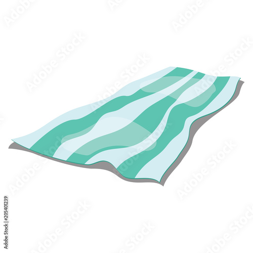 Cartoon beach litter on a white background. Illustration of a lying blanket. Drawing for children.