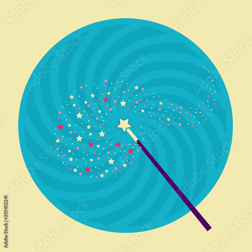 Magic wand illustration.Vector label on white