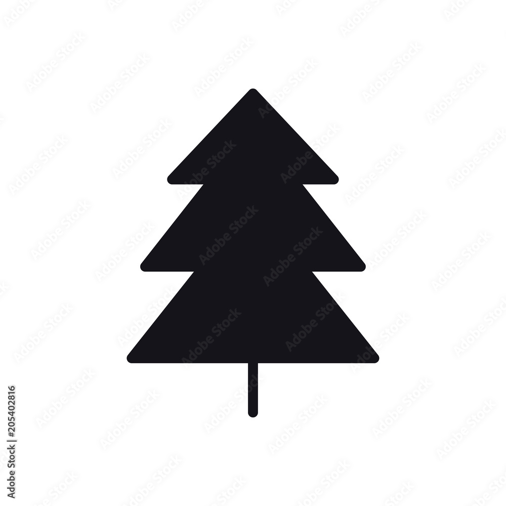 Fir Tree Icon. Spruce Forest. Hiking Sign and Symbol.