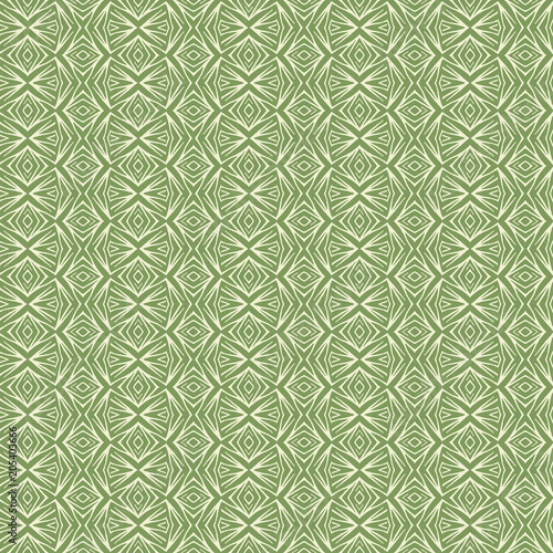Green Geometric pattern in repeat. Fabric print. Seamless background, mosaic ornament, ethnic style. 