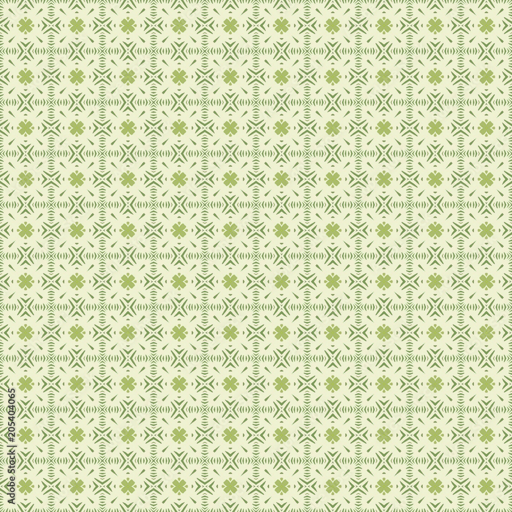 Green Geometric pattern in repeat. Fabric print. Seamless background, mosaic ornament, ethnic style. Green Geometric pattern in repeat. Fabric print. Seamless background, mosaic ornament, ethnic style.