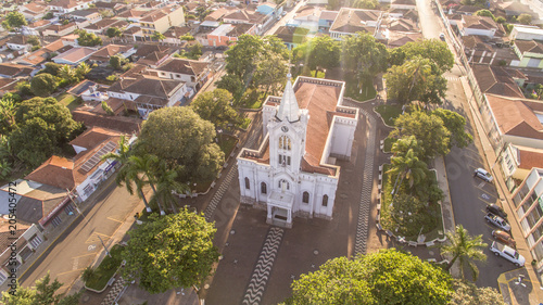 Aerial view of the main church in the center of the city of Itamogi, Brazil. photo