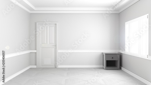 Empty room inderior  white room concept. 3D rendering