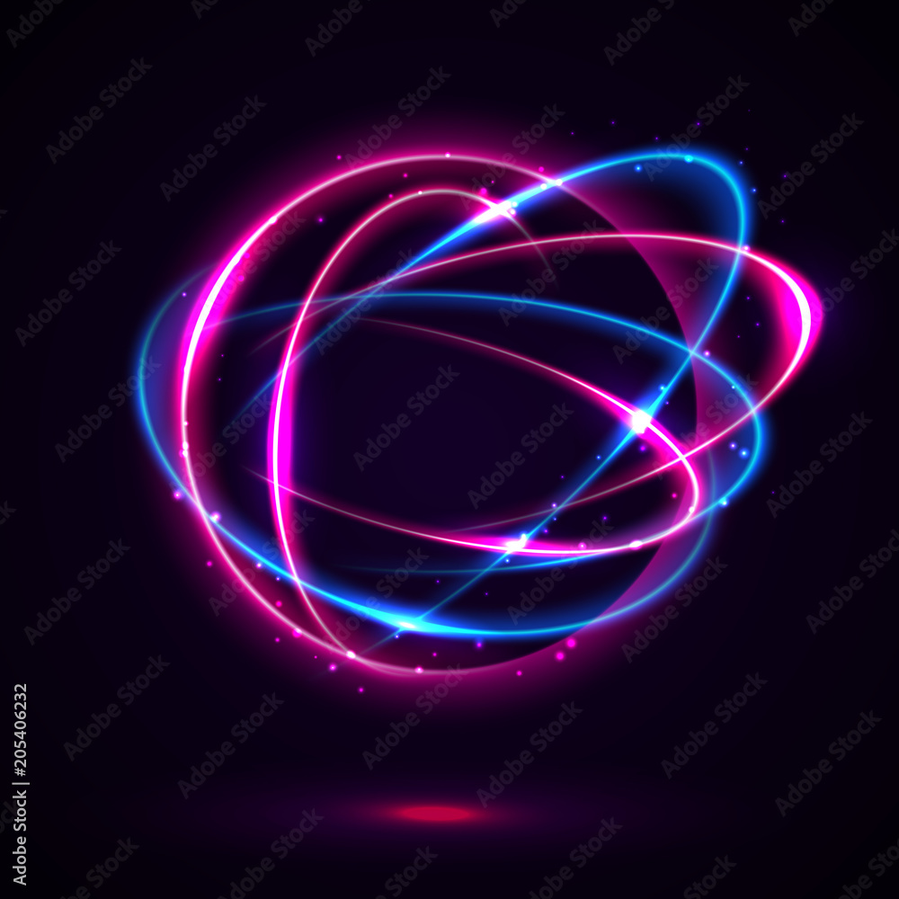 Vector light effect. The object s light stroke. Circular lens flare. Abstract rotational lines. Power energy element. Luminous sci-fi. Shining neon lights cosmic abstract frame. Magic round frame. Vector light effect. The object s light stroke. Circular lens flare. Abstract rotational lines. Power energy element. Luminous sci-fi. Shining neon lights cosmic abstract frame. Magic round frame.
