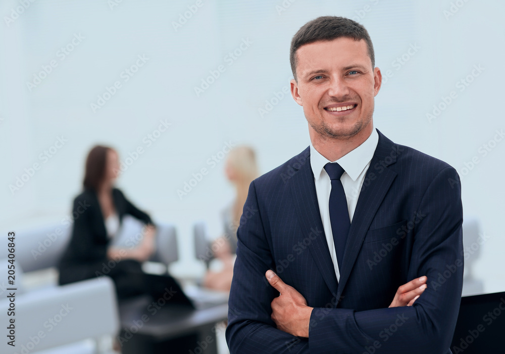 successful businessman on blurred background office successful businessman on blurred background office