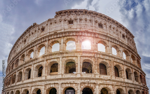 the colosseum in Rome seen from below