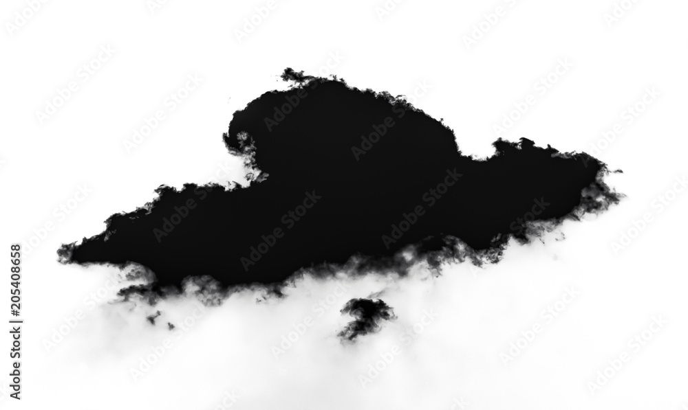 black cloud or smoke isolated on white
