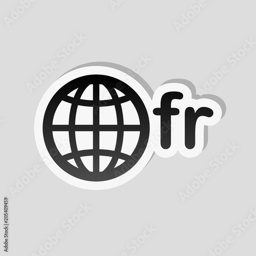 domain of France, globe and fr. Sticker style with white border