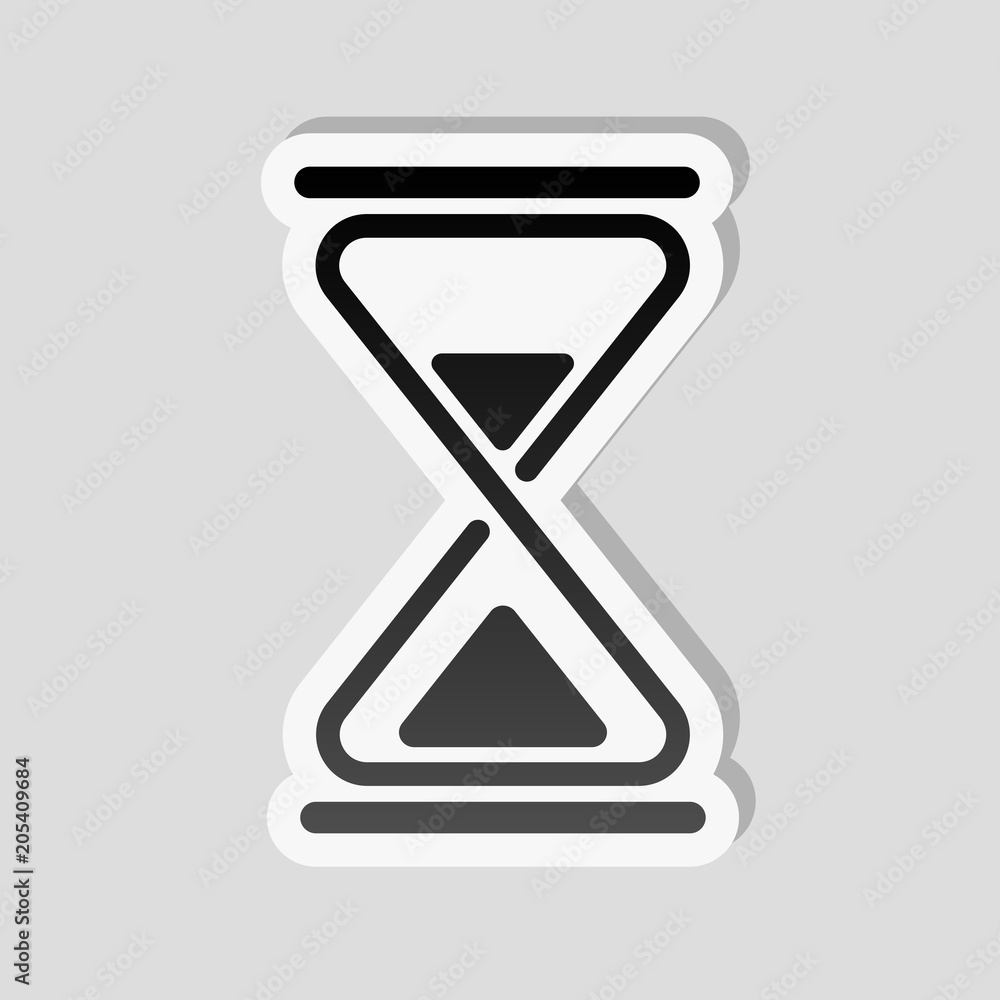 hourglass, simple icon. Sticker style with white border and simp hourglass, simple icon. Sticker style with white border and simp