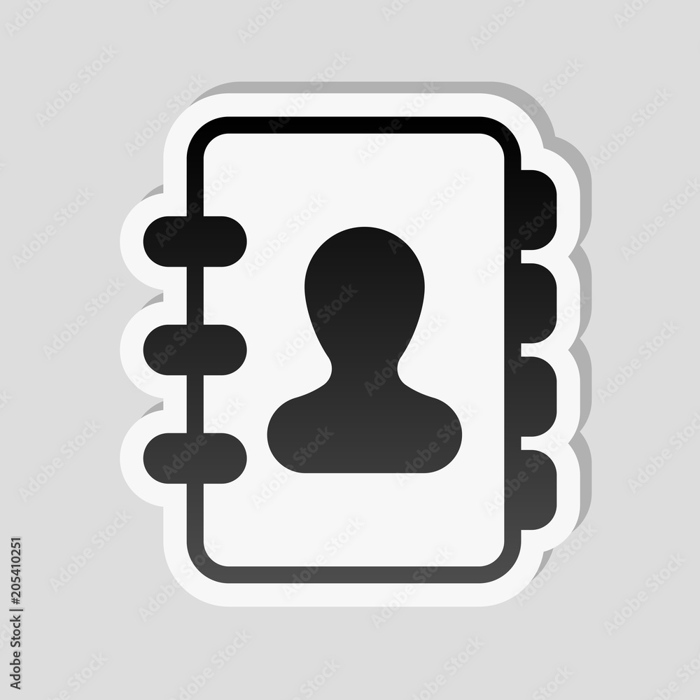 address book with person on cover. simple icon. Sticker style wi address book with person on cover. simple icon. Sticker style wi