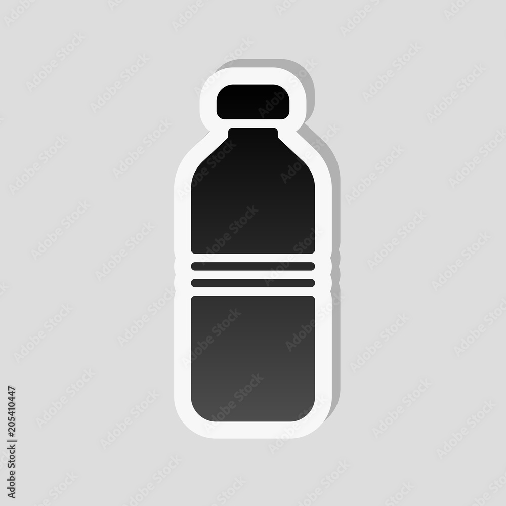 bottle of water, simple icon. Sticker style with white border an bottle of water, simple icon. Sticker style with white border an