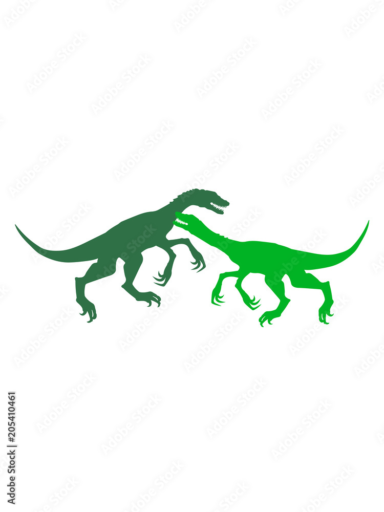2 kampf raptor jagen silhouette schwarz umriss t-rex fleischfresser böse gefährlich fressen dino dinosaurier saurier clipart comic cartoon design