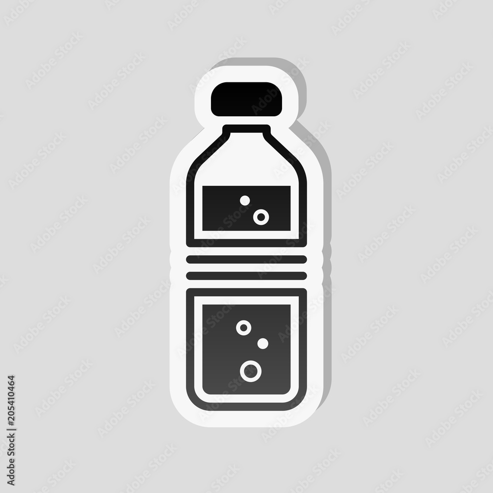 bottle of water with bubbles. simple single icon. Sticker style bottle of water with bubbles. simple single icon. Sticker style