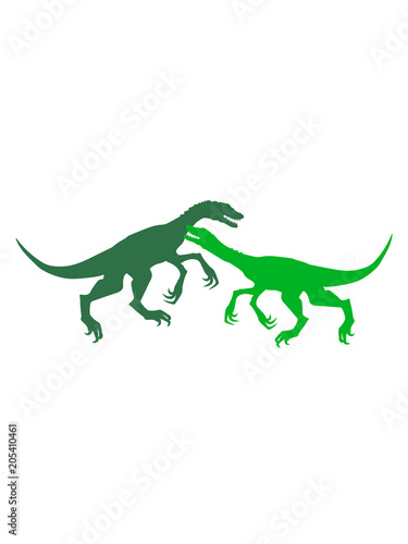2 kampf raptor jagen silhouette schwarz umriss t-rex fleischfresser böse gefährlich fressen dino dinosaurier saurier clipart comic cartoon design © Style-o-Mat-Design