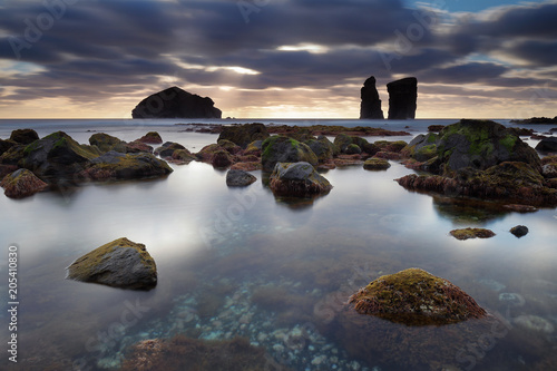 Amazing sunset over Mosteiros beach (Azores Islands, Portugal)