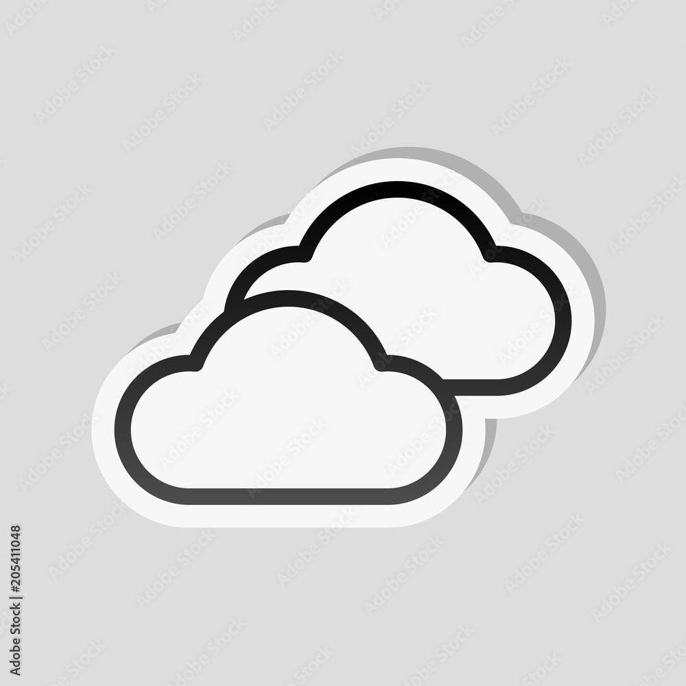 Mostly cloudy icon. Simple linear icon with thin outline. Sticke Mostly cloudy icon. Simple linear icon with thin outline. Sticke