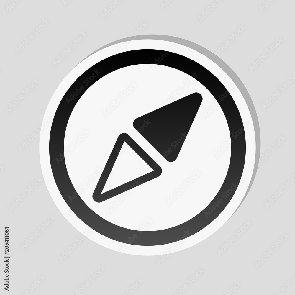Simple compass icon. Sticker style with white border and simple Simple compass icon. Sticker style with white border and simple