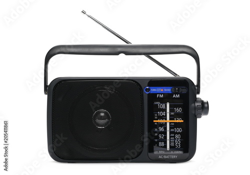 Schilderij op canvas Retro black radio isolated on white