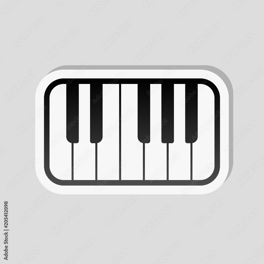 Piano keyboard icon. Sticker style with white border and simple Piano keyboard icon. Sticker style with white border and simple