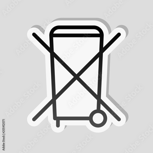 No trash bin, crossed litter. Linear icon with thin outline. Sti