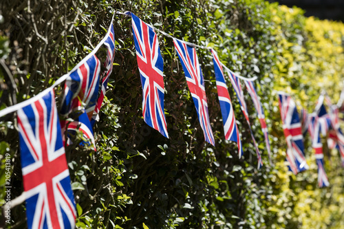 Union Jack flags hang in Windsor in preperation for the royal wedding photo