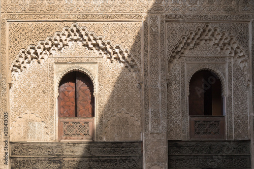 Detail of the architecture of Madrasa Bou Inania, Fez, Morocco photo