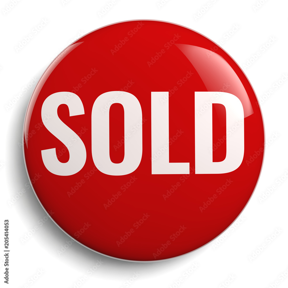 Sold Red Round Symbol Isolated Sold Red Round Symbol Isolated
